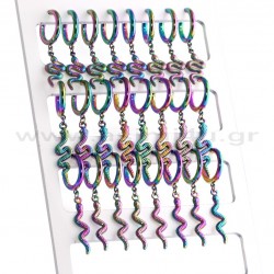 Σκουλαρίκια κρίκοι ατσάλι με φίδια rainbow 316L Σκουλαρίκια κρίκοι ατσάλι με φίδια rainbow 316L