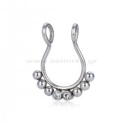 Septum fake με στρας ατσάλι 316L Septum fake με στρας ατσάλι 316L