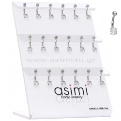 Σκουλαρίκι αφαλού με ζιργκόν 6mm Surgical Steel 316L Σκουλαρίκι αφαλού με ζιργκόν 6mm Surgical Steel 316L