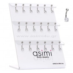 Σκουλαρίκι αφαλού με ζιργκόν 6mm Surgical Steel 316L Σκουλαρίκι αφαλού με ζιργκόν 6mm Surgical Steel 316L